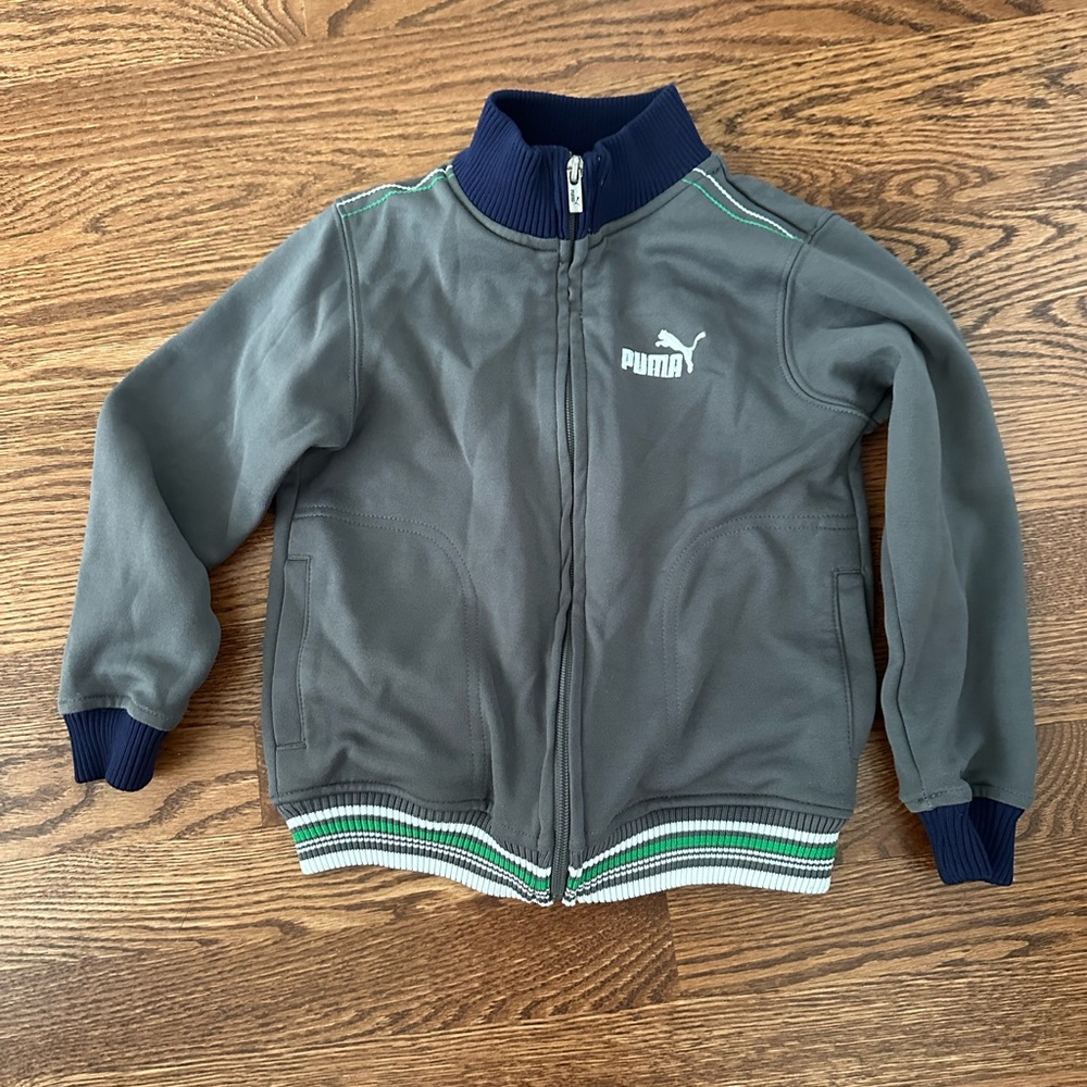 Puma kids jacket/pants - tracksuit gray navy green & white both with pockets